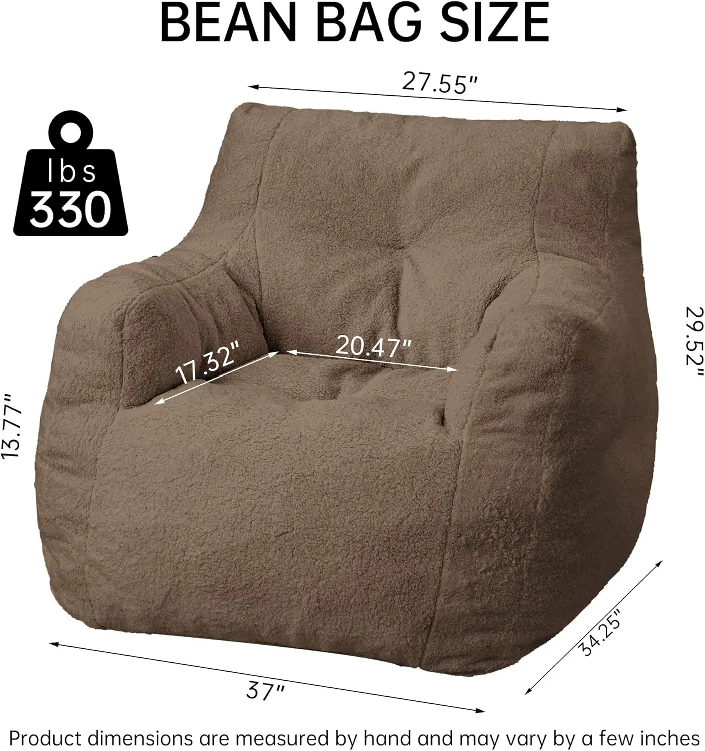 Bean Bag Chair, Bean Bag Chairs with Tufted Soft Stuffed with Filler, Fluffy Sherpa and Lazy Sofa, Comfy Cozy BeanBag Chair with