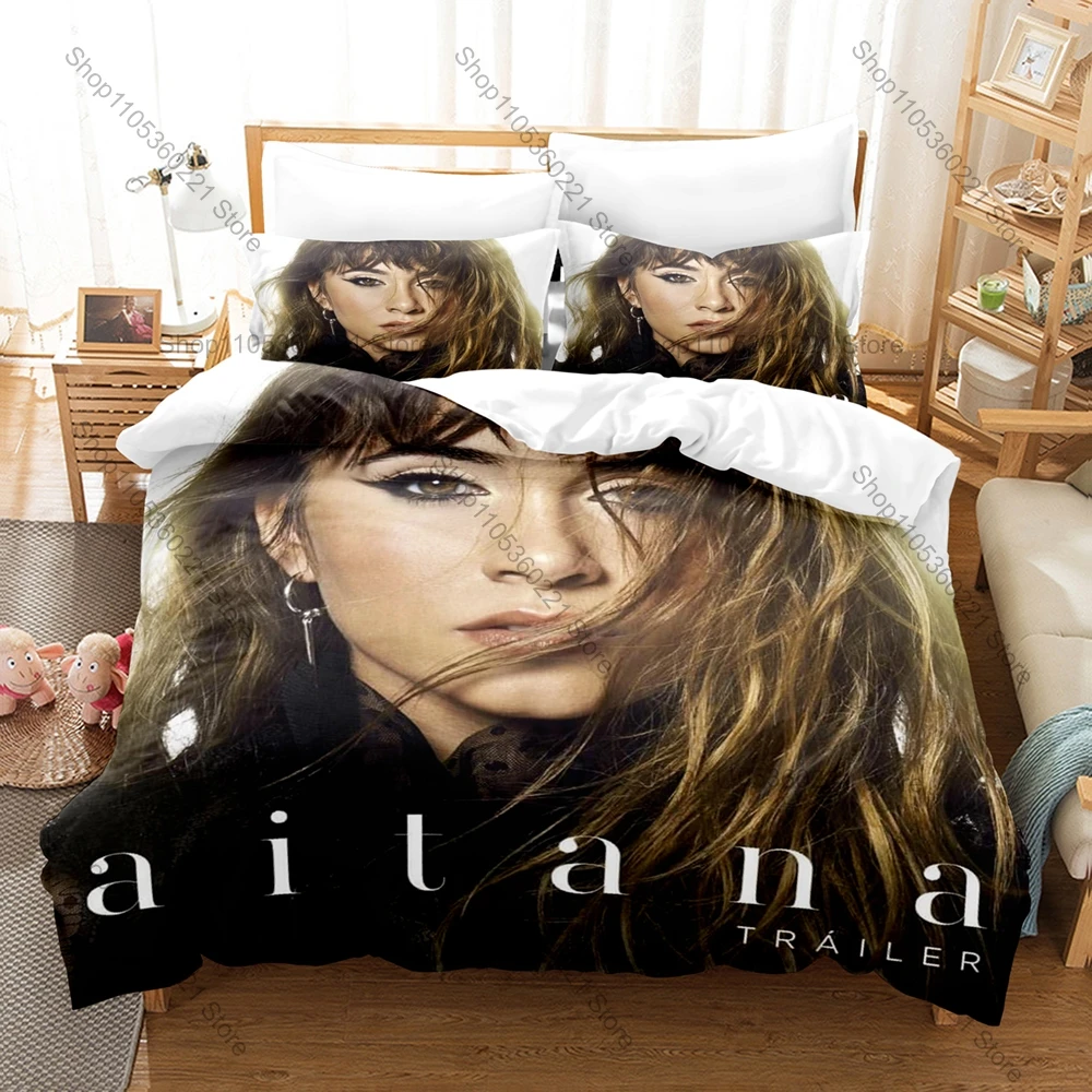 A-Aitana Retro Concert Spanish Latin Singer Duvet Cover 2 Pillowcases Pastel Fashion Bedroom Decor For Spanish Music Collectors
