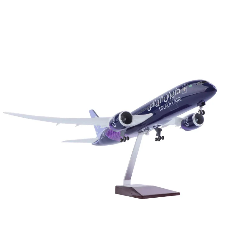 With Light 43cm Riyadh Air Boeing 787 Simulation Aircraft Model Display Collection Gift