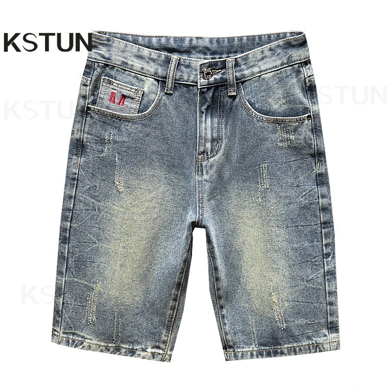 

2024 Men Denim Shorts Jeans Summer Shorts Knee Length Pants Retro Blue Fashion Pockets Designer Slim Straight Vintage Cowboys