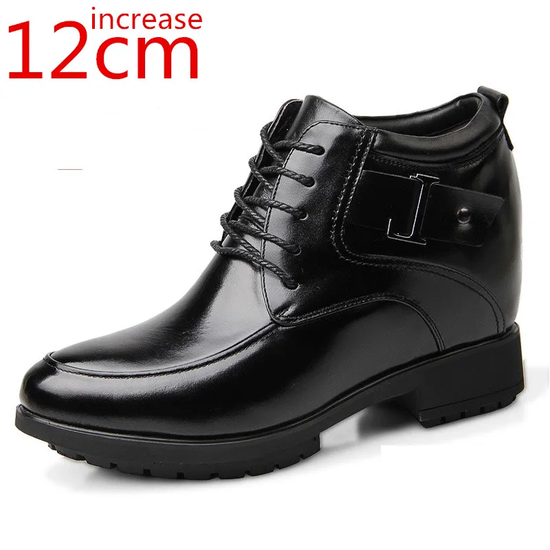 Increase Shoes Men\'s 10cm Men\'s Inner Height-increasing Leather Shoes Business Formal Leather Wedding Shoes Men\'s Elevator 12cm