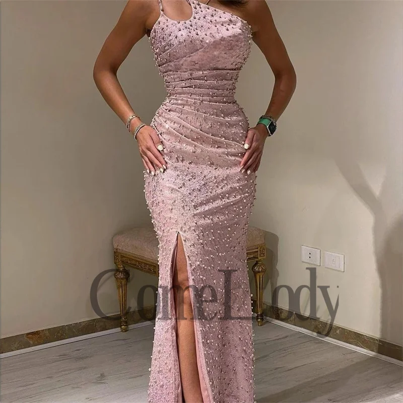 Comelody special occasion dress or a girl for teens Saudi Arabric One Shoulder Charming Side Slit Crystals Made To Order