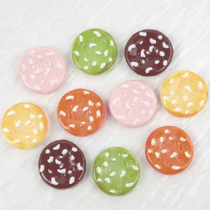 10/100pcs Simulation Biscuit Resin Accessories DIY Resin Craft Hairpin Pendant Keychain Scrapbook Micro Decorative Accessories