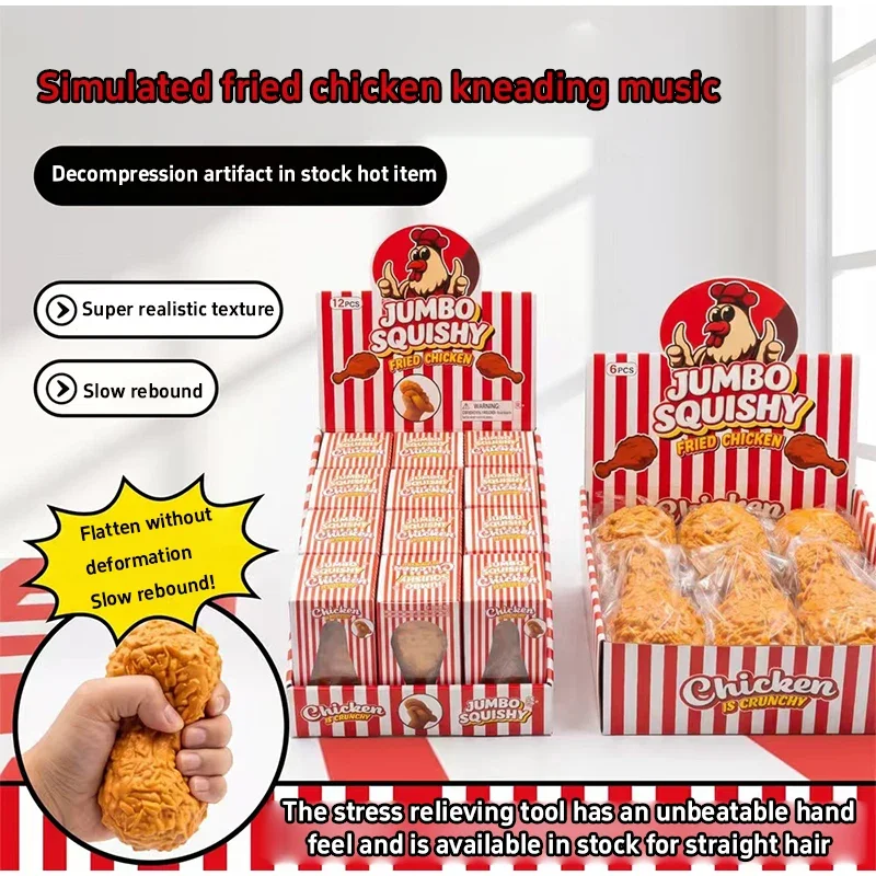 Realistic Fried Chicken Drumstick Slow Rebound Squishy Lifelike Crispy Chicken Leg Deformable Office Worker Anxiety Vent ASMR