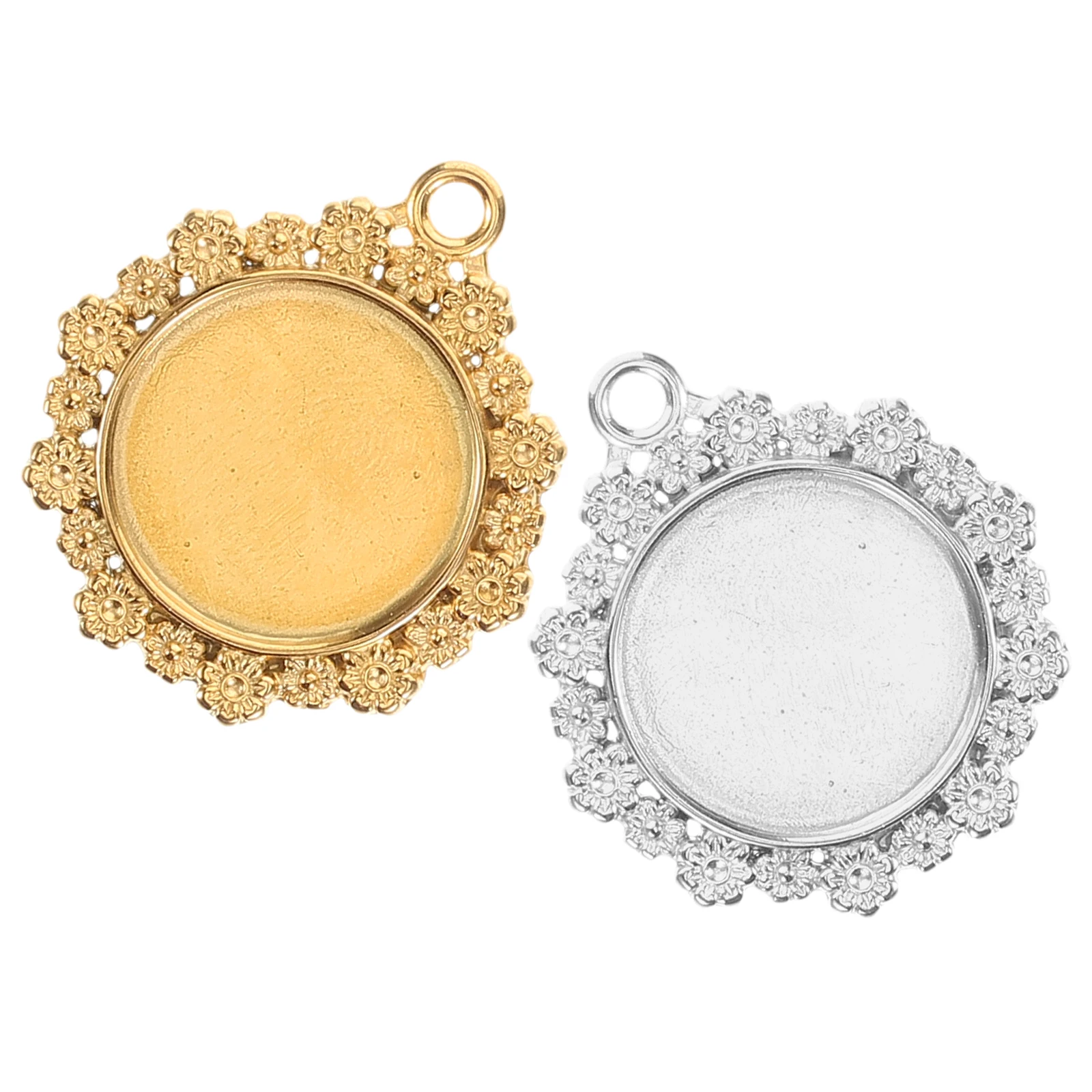 

20mm Stainless Steel Jewelry Accessories Round Hollow Flower Edge Bezels for Resin Craft Pendants Necklaces Earrings Bracelets