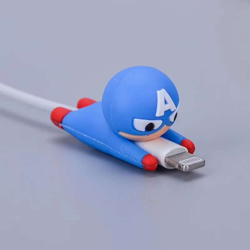 Spidermans Disney Protective Cover PVC Data Cable Anime Cartoon Hulks Captain Americas Iron-Mans Cute Style Children Toys Gifts