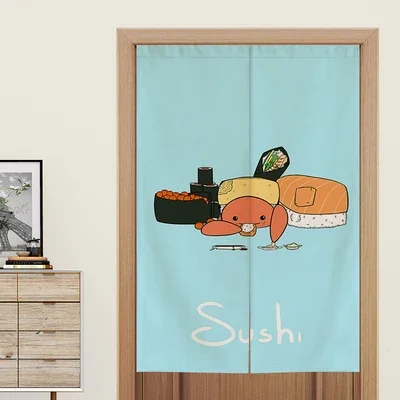 Sushi Noodles Kitchen Door Curtain Fabric Screen Bedroom Restaurant Bathroom Bathroom Decorative Hanging Curtain