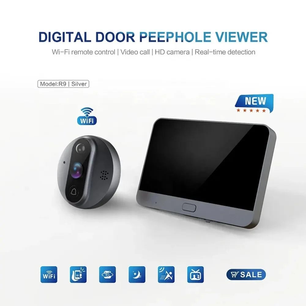 Smart Life Tuya 1080P WiFi Door Bell Eye Peephole Camera Home Wireless Phone 4.3 Screen Night PIR wifi Security protection