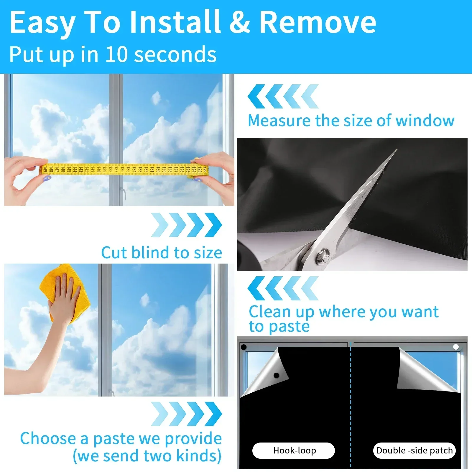 Portable Blackout Curtains Blinds for Windows 100% Window Shades Easy to Cut Fit for Bedroom Baby Room and TV Room