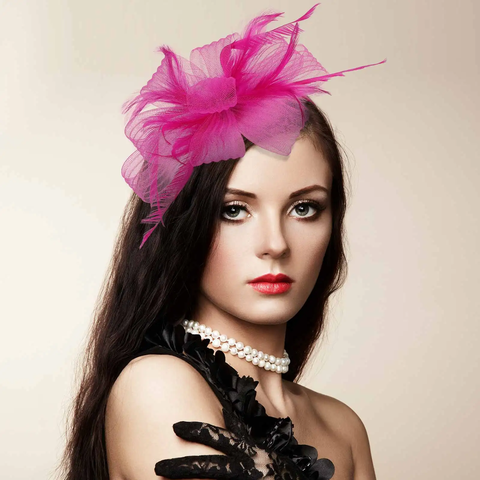 

Rosy Bride Women Fascinator Hats Hair Clip Headband Wedding Tea Party Dressy Fashion Accessories Women Hairbands