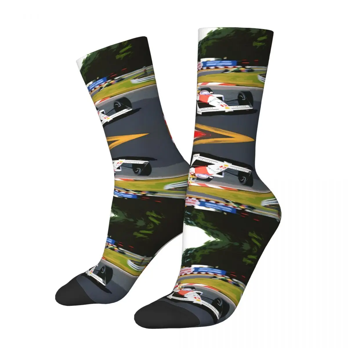 Ayrton Senna Racing His 1988 MP 4-4 F1 Racecar Crazy Men's Socks Unisex Ayrton Senna Street Style Printed Crew Sock tops fugees