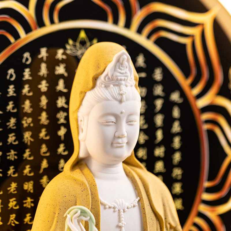 Ceramic Guanyin Bodhisattva Figurine, Southern Sea Guanyin, Home Worship Buddha Statue, Home Decor, Handmade Antique Shelf Ornam