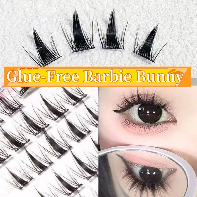 MIAOJIE DIY Self-Adhesive Cluster Lashes 10 Rows/Box, Glue-Free Manga Style Sectioned Eyelashes Natural Look