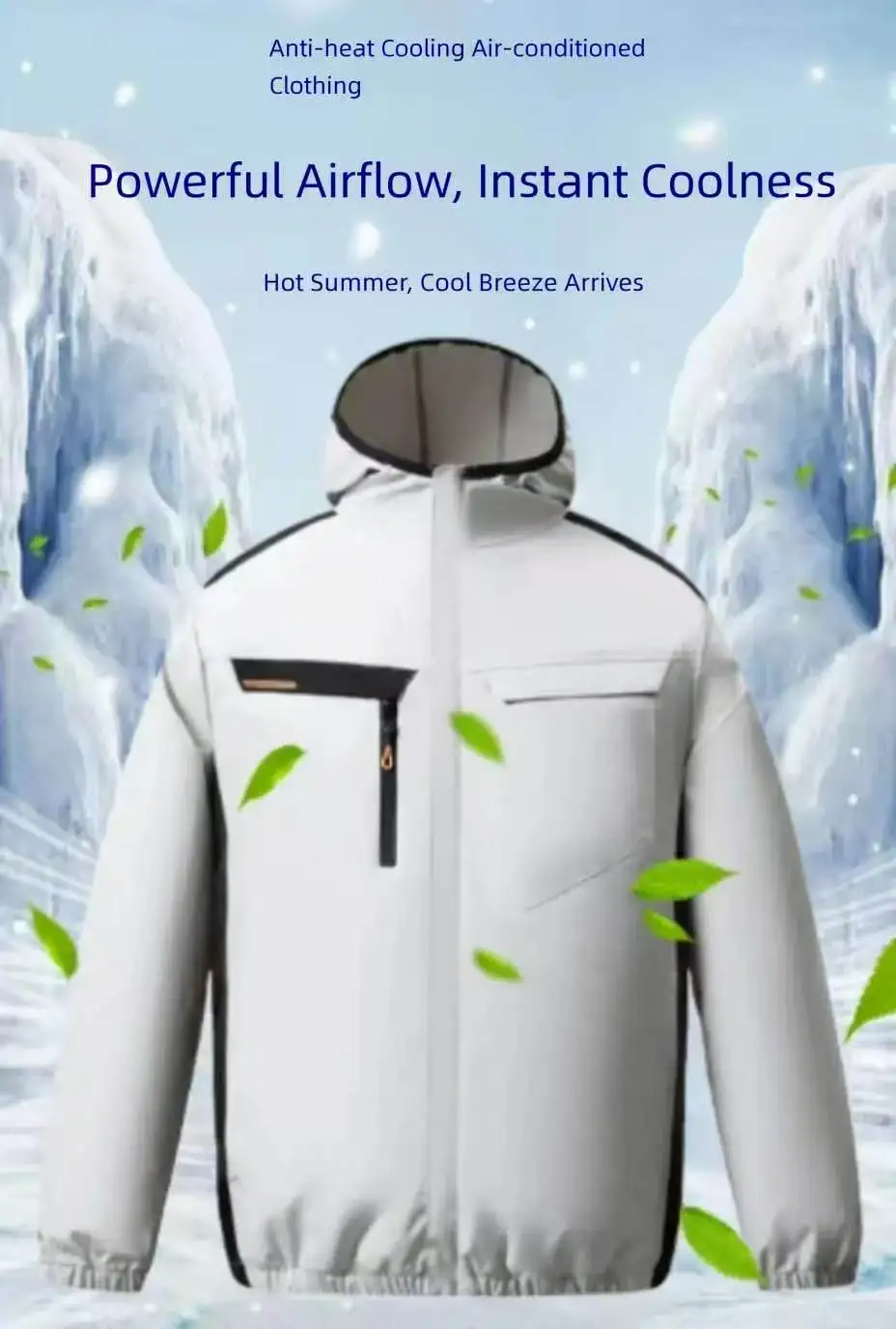 Summer Hooded Air-Conditioning Workwear with Fan Cooling, Outdoor Temperature-Reducing Breathable and Sun-Protective Clothing (E