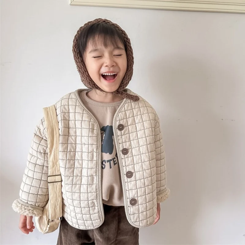 

Новая зимняя детская одежда для детей от 1 до 6 лет, модная куртка на флисовой подкладке для девочек, свободное детское пальто, плотная теплая верхняя одежда с хлопковой подкладкой для мальчиков