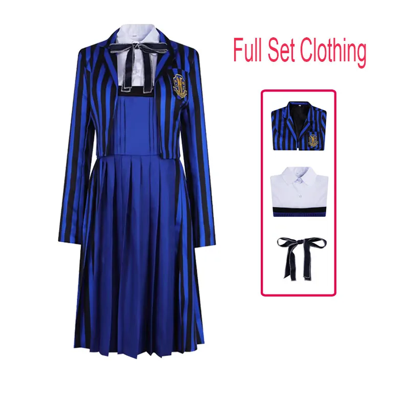 ملابس الهالوين - موسم الزفاف التلفزيوني 2 إنيد كوسبلاي: بدلة معطف المدرسة المخططة باللون الأزرق من سنكلير حديثًا