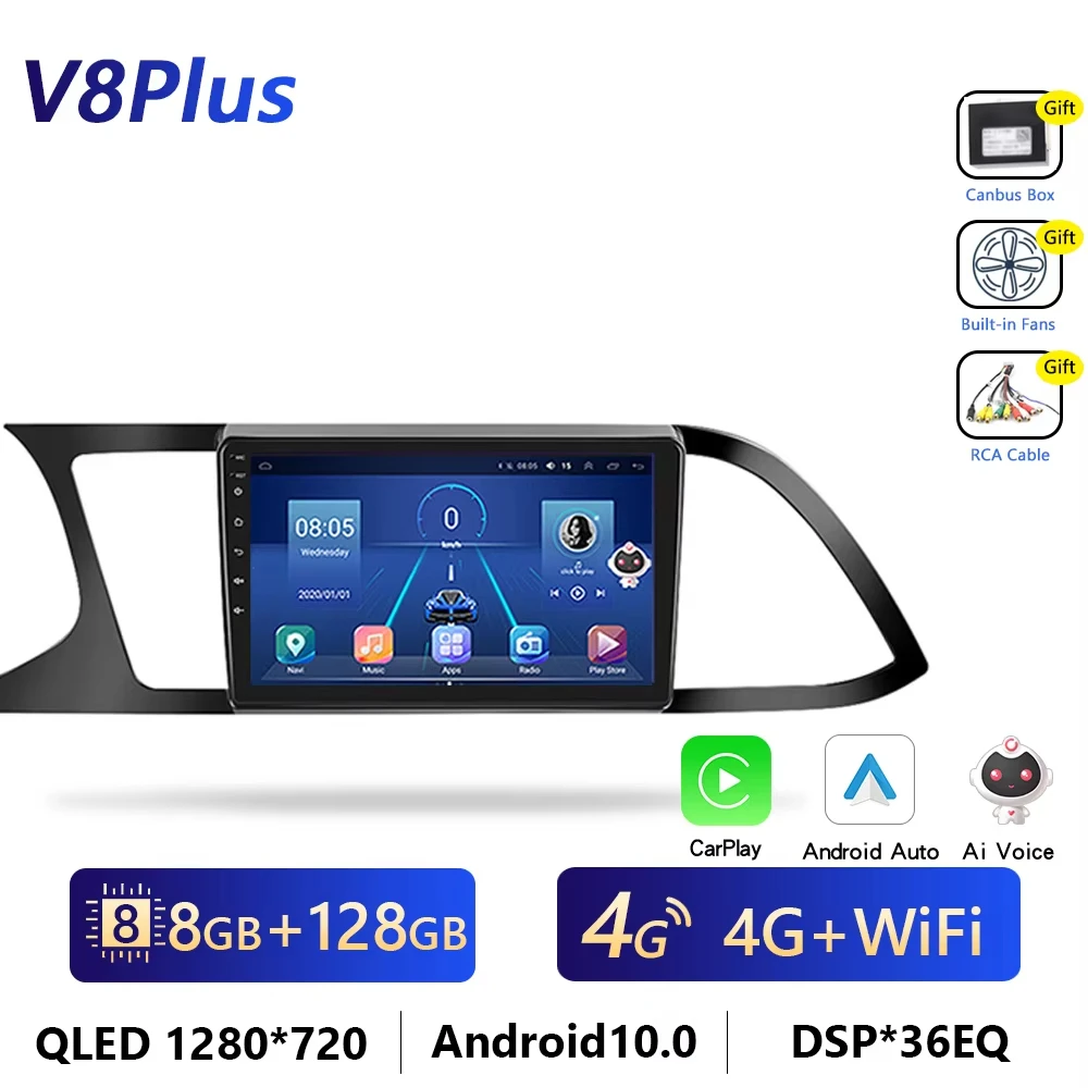 4G Carplay Android Auto Autoradio Voor Plaats Leon 3 Mk3 2012-2020 Multimediaspeler Gps Navigatie 4G Wifi Dsp Hfi Head Unit