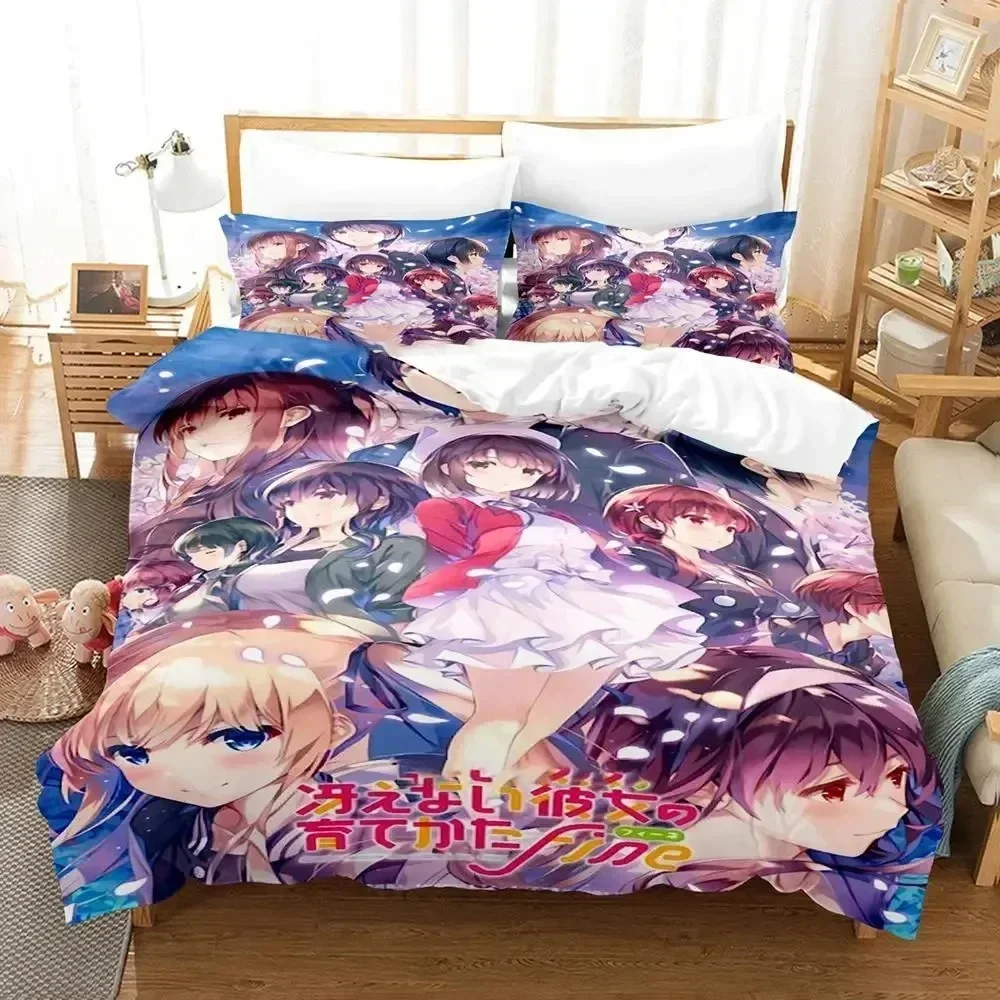 Anime Saekano How to Raise a Boring Girlfriend Bedding Set Duvet Cover Sheet Printed Bed Set Pillowcase Bed Comforter Bedroom