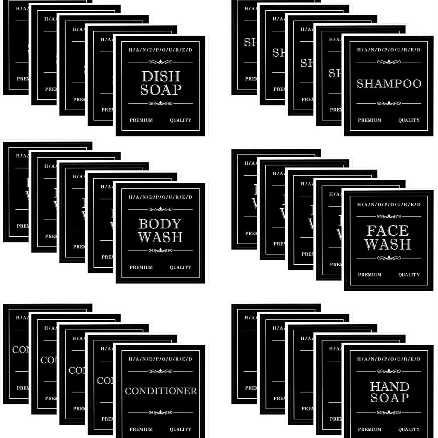 ملصقات الزجاجات المقاومة للماء | ملصقات قابلة للإزالة | الحمام والمطبخ | شامبو صابون اليد #1