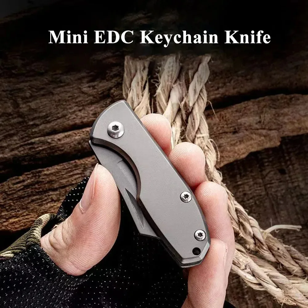 1pc Stainless steel EDC outdoor pocket knife，Portable keychain knife，Multi -purpose camping cutting knife，kitchen fruit knife