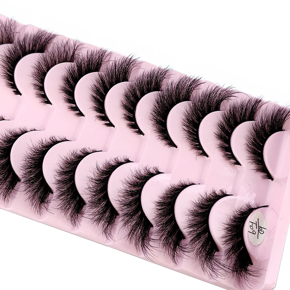 False Eyelashes Cat Eye Wispy end eye elongated Thick Mink Lashes Fluffy Natural Long Short Fake Lashes 10 Pairs Multipackack