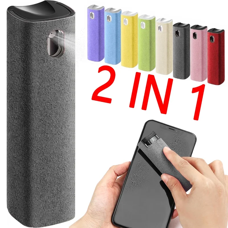 

2-In-1 Soft Microfiber Polishing Cloth Screen Cleaner Spray Mini Cleaner Spray For Tablet Phone Glasses Computer Screen Cleanier