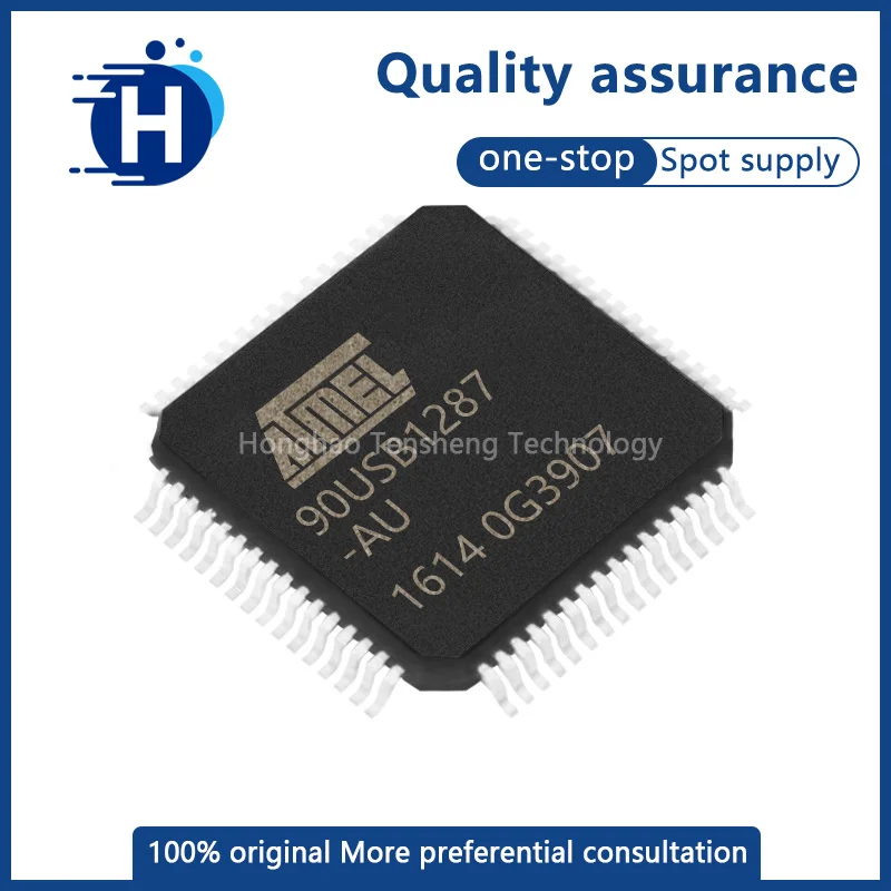 New original, microcontroller chip AT90USB1287-AU QFP64 AT90USB1287-AU QFP64