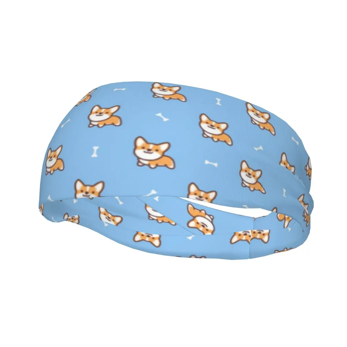 Sports Headband Portable Hair Band Cute Pembroke Welsh Corgi Dog Cartoon Hair Wrap Brace Cycling Running Exercising Sweatband