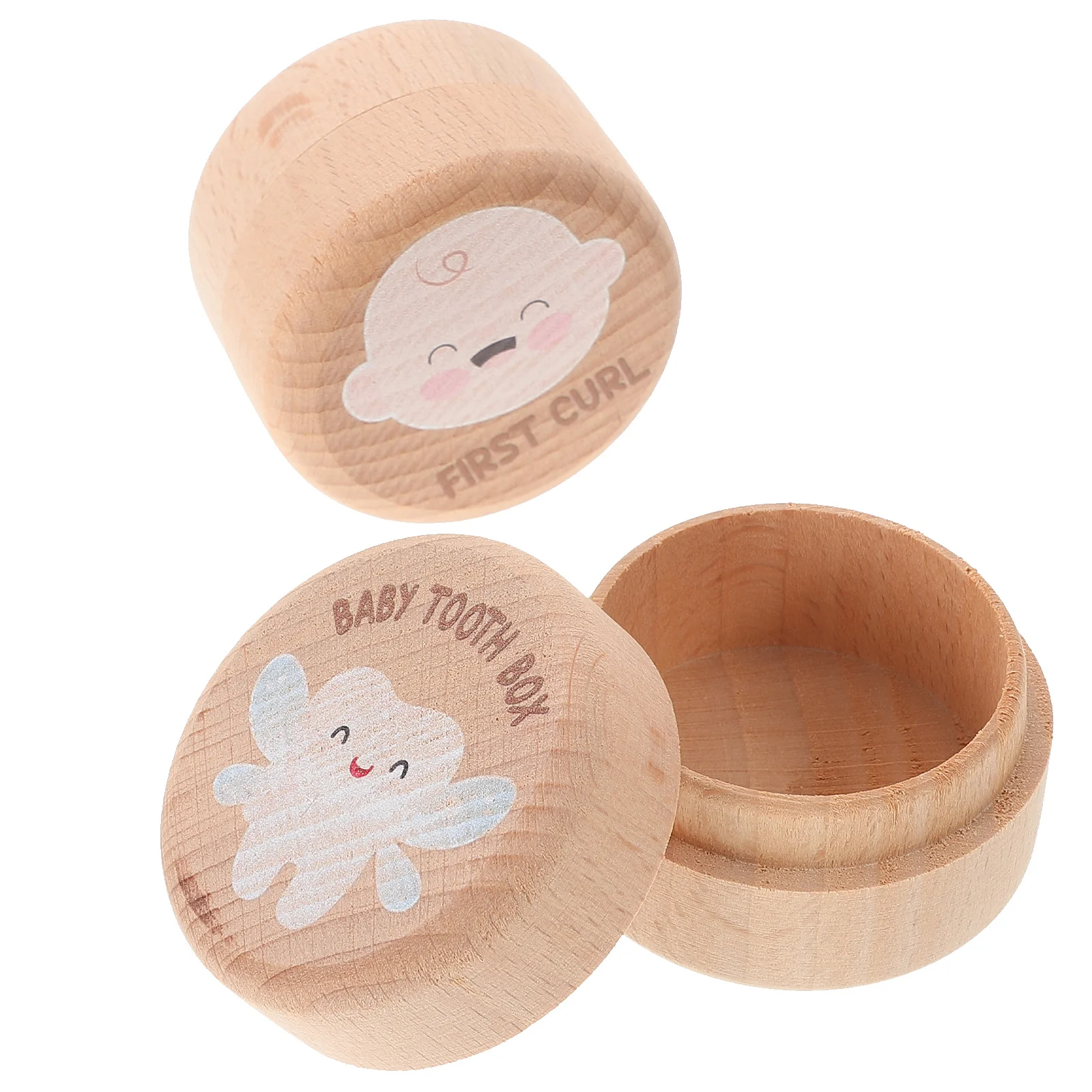 

2 Pcs Wooden Baby Tooth Keepsake Box for Deciduous Teeth Collection Storage Container Lids Toddler Dropped Teeth Case Unisex