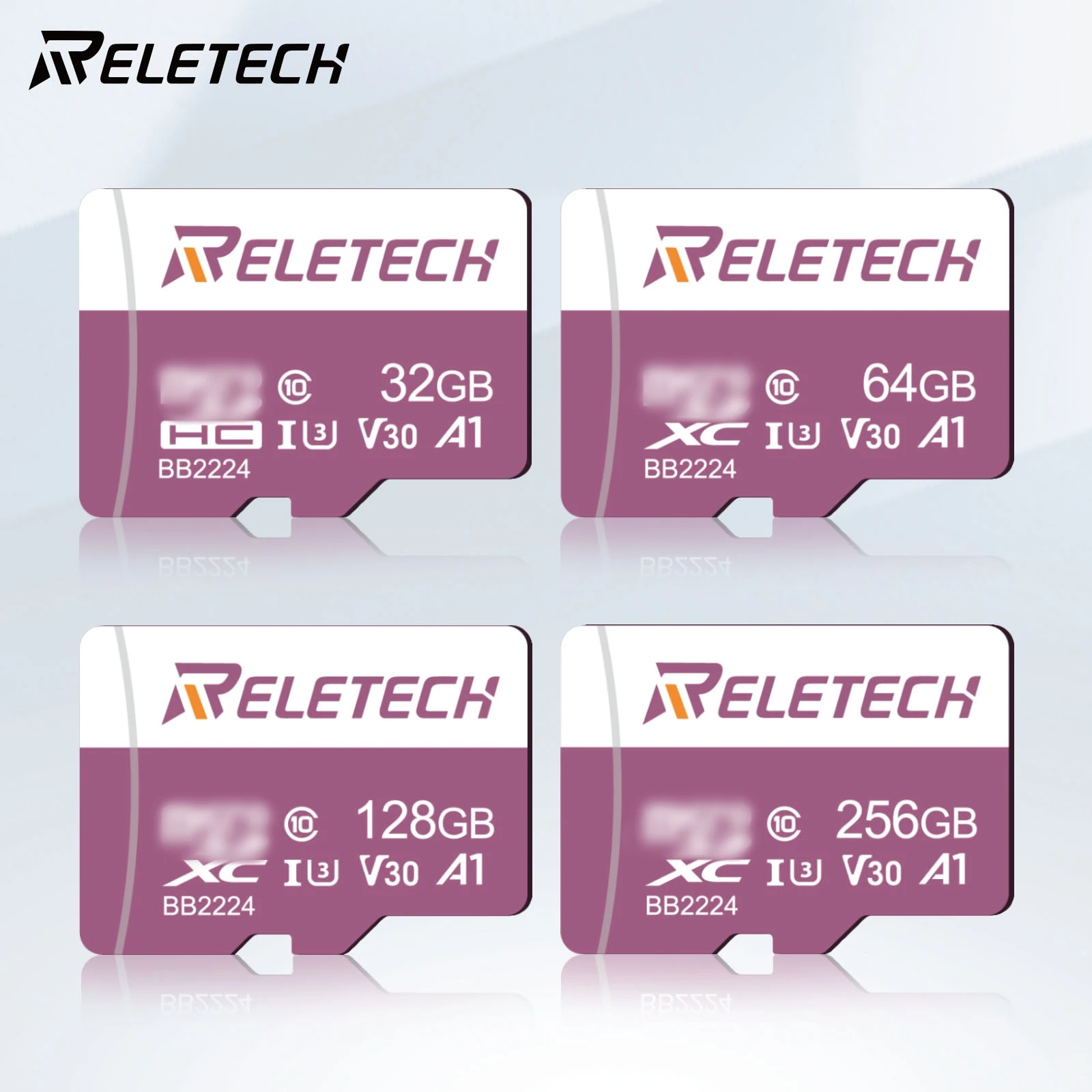 Reletech U3 A1 Memory SD Card Micro TF Card Class10 32/64/128/256GB High Speed Write Super Compatibility Phone Camera,Pink