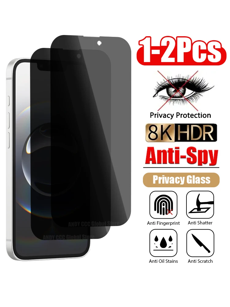 1-2 pièces verre de confidentialité pour iPhone 16 15 14 11 Pro Max 13 12 Mini 16e protecteur d'écran Anti-espion pour iPhone SE 2022 15 14 Plus XR XS
