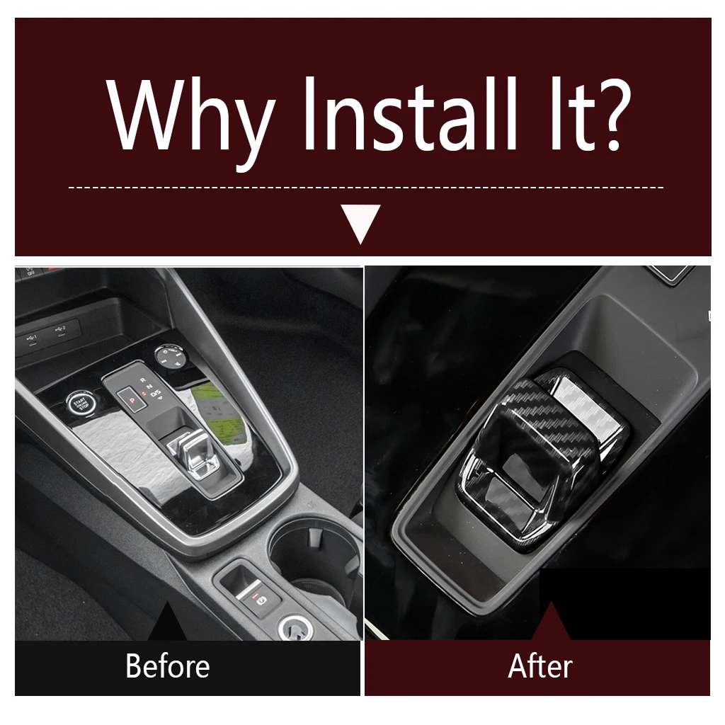 

For Audi A3 8Y Sedan Sportback 2021 - 2024 Car Gear Shift Knob Handle Shifter Head Sticker Cover Trim Carbon Fiber Accessories