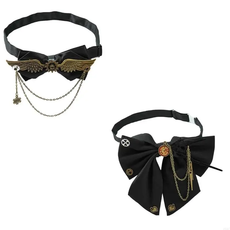 

39BC Steam Punk Gear галстук-бабочка с кисточками и цепочкой для галстука в готическом стиле, аксессуар для вечеринки в честь
