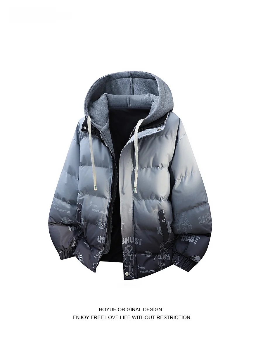 

Boyue Winter adient Print Warmth Resistant Hooded Cotton Jaet Trendy Design Large Size ex Outerwear Polyester Fiber