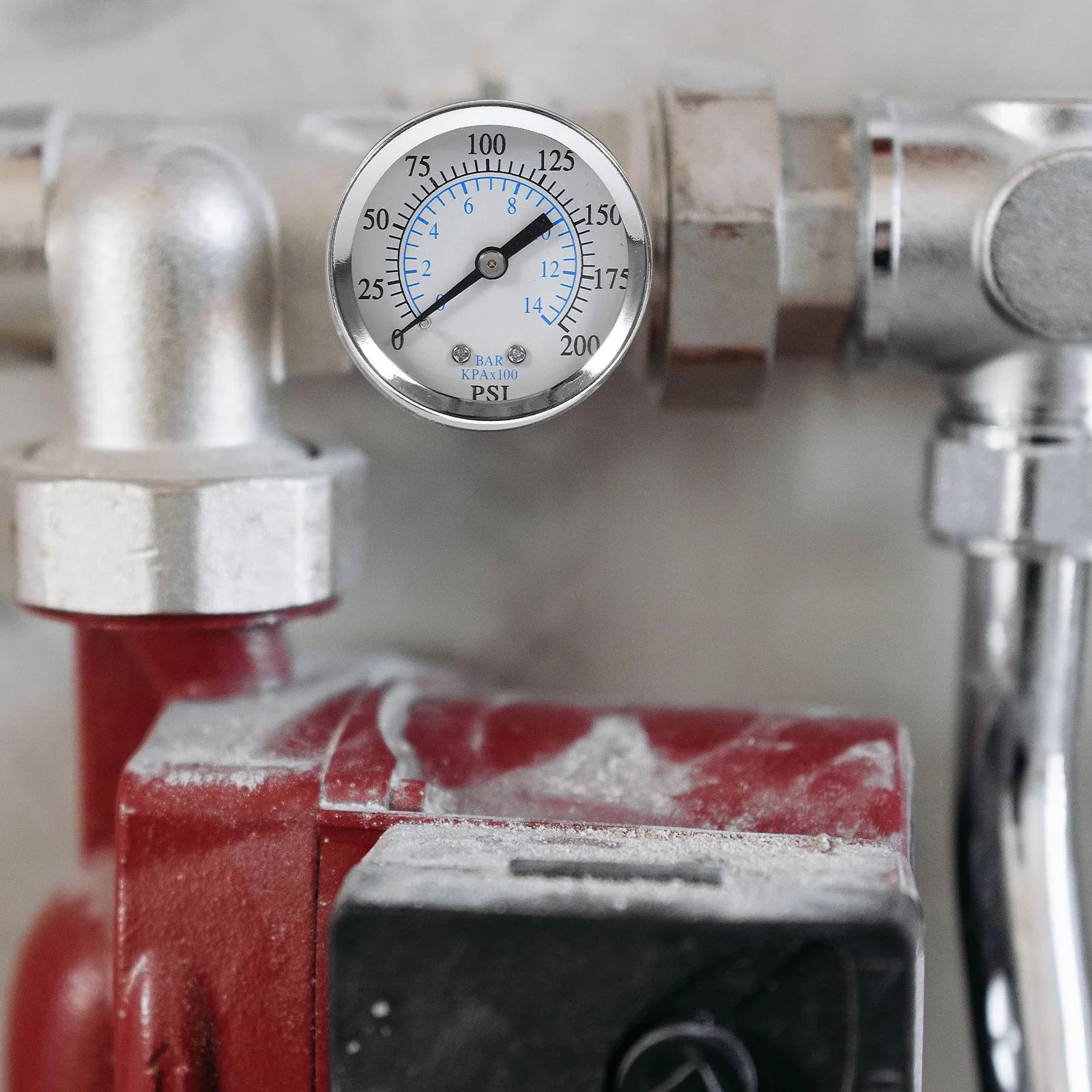 

50Mm Pressure Gauge with 0-200 Psi 0-14 Bar Dual Scale Metal Case for Compressed Air System Npt Thread Portable