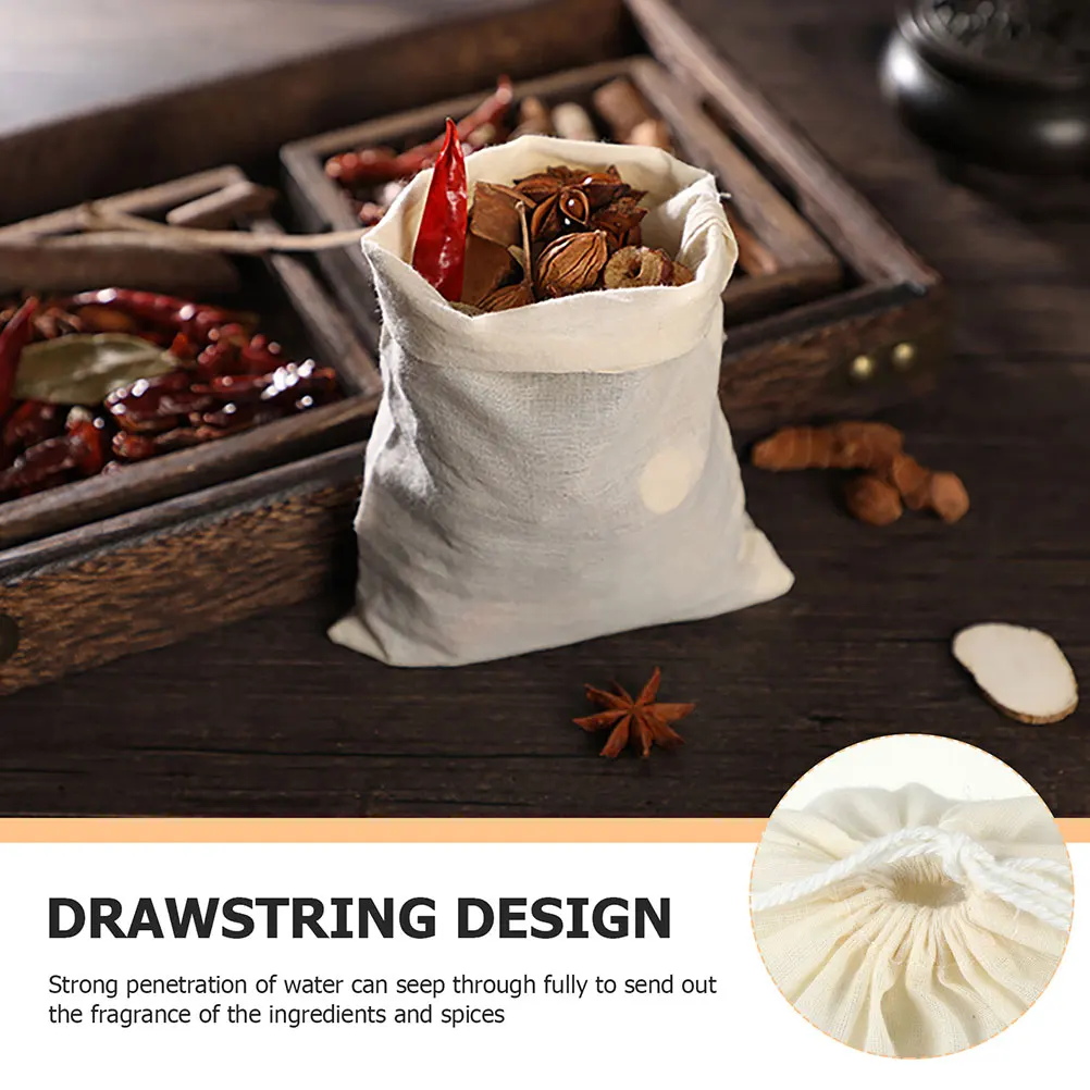 

10 Pcs Tea Coffee Filter Reusable Cotton Drawstring Strainer Spice Soup Cheesecloth Gauze Medicinal Herb Bags Washable
