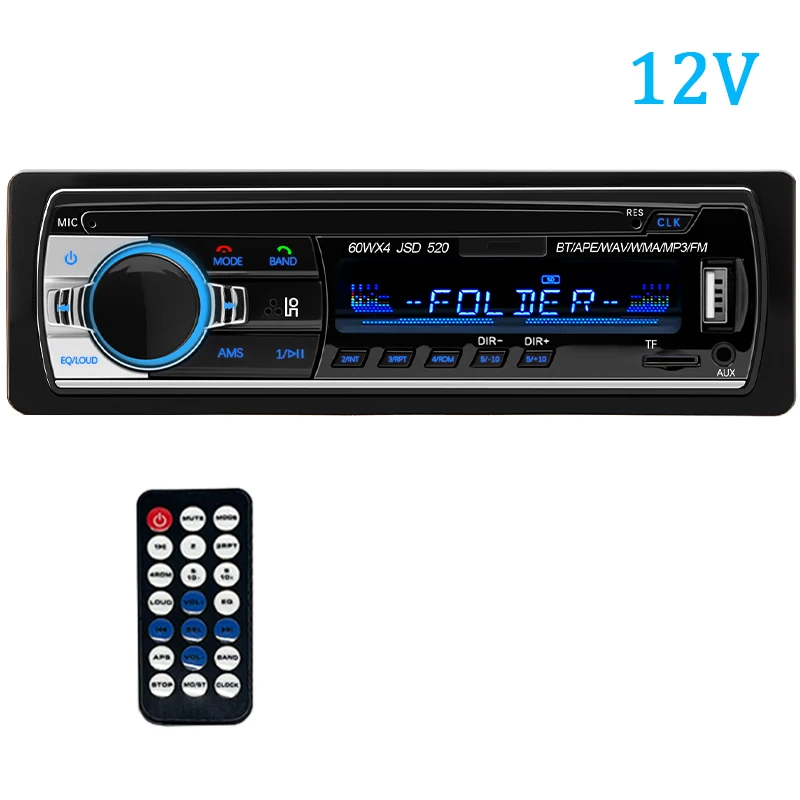 Hippcron 1 Din autoradio Bluetooth auto MP3-speler FM-radio Ondersteuning USB TF Stuurwielcontroller AUX-ingang