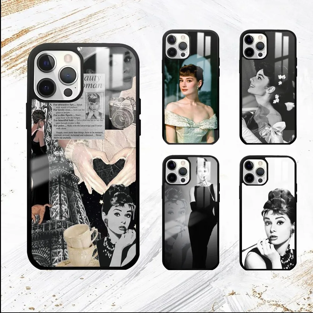 A-Audrey Hepburn Phone Case For iPhone 16 15 14 13 12 11 Pro Max Plus Mini PC Fashion mirror phone case