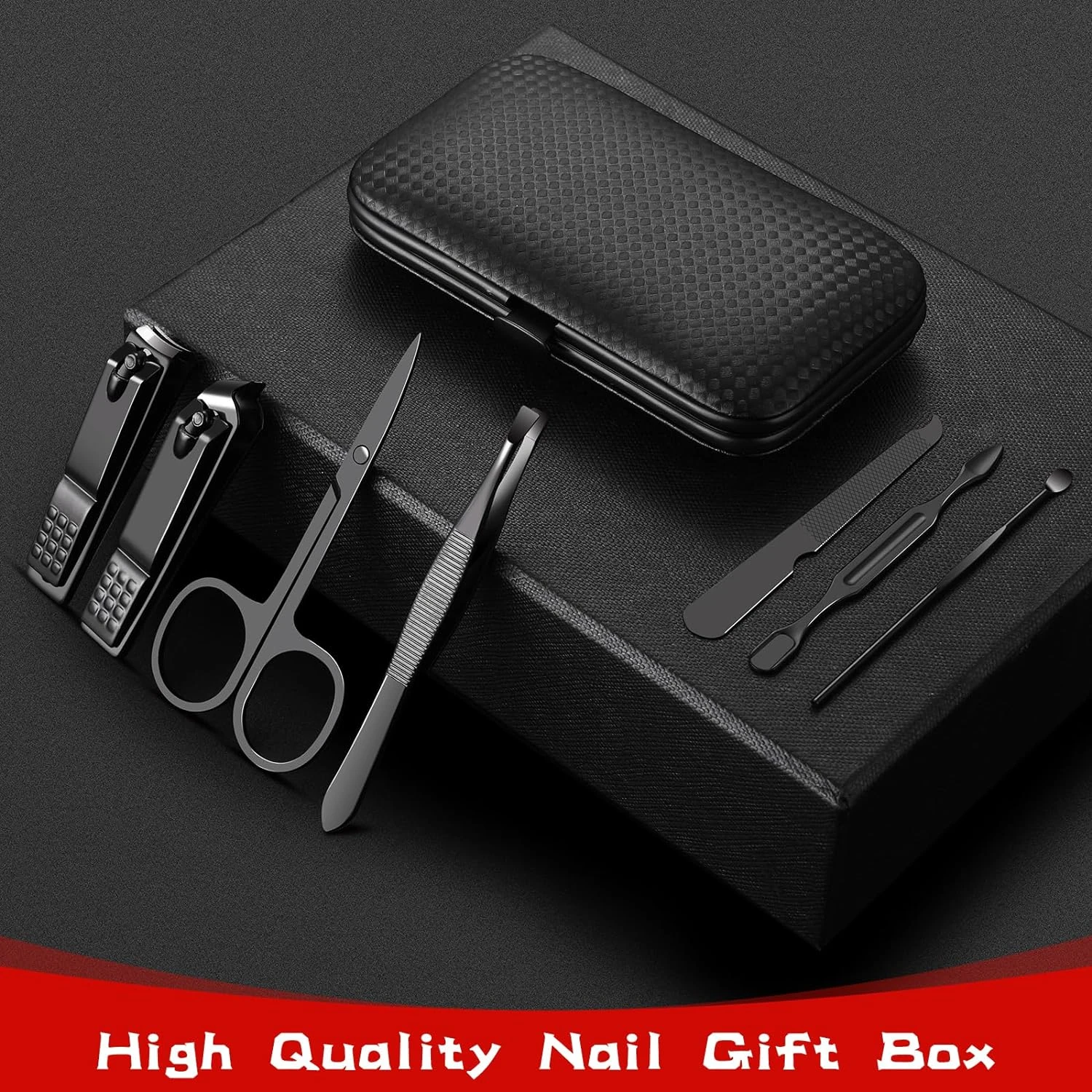 High-Quality, Stylish, Convenient Portable 7-Piece Leather Manicure Set for Mini Grooming - Nail Clippers & Beauty Tools - Perfe