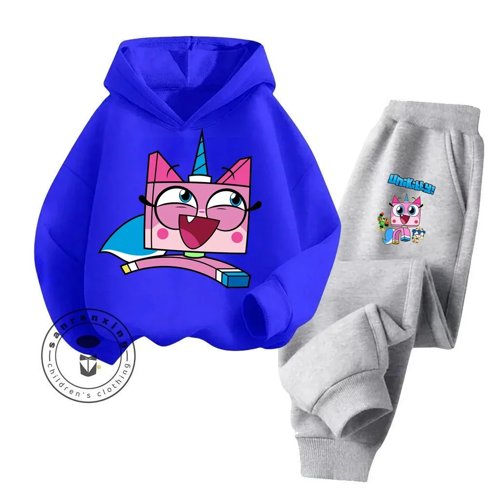 Unikitty Cartoon Charm Irresistibly Cute Long Sleeve Hoodie Sets Suitable for Kids Fall Winter Pure Cotton Antibacterial Hoodie