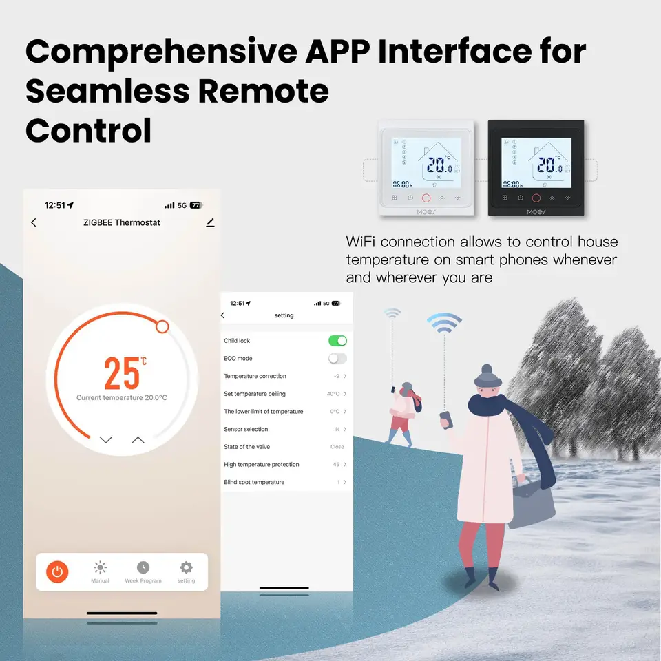MOES Tuya WiFi ZigBee Smart Thermostat Room Temperature Controller for Water Electric Floor Heating Gas Boiler Alexa Google Home - 5