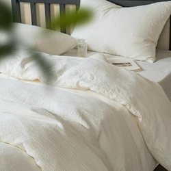 3/4Pcs Bedding Set Japanes Washed Cotton Bed Linen Sets Jacquard Weave Pleat Double Bed Sheet Duvet Cover Comforter Bedding Sets