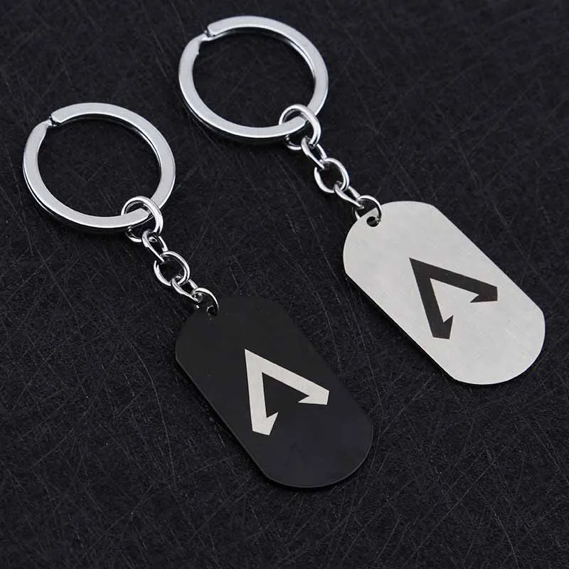 Hot FPS Game Apex Legends Keychain Fashion Stainless Steel Metal Square Shape Logo Engraved Keyrings Gift Souvenirs Jewelry