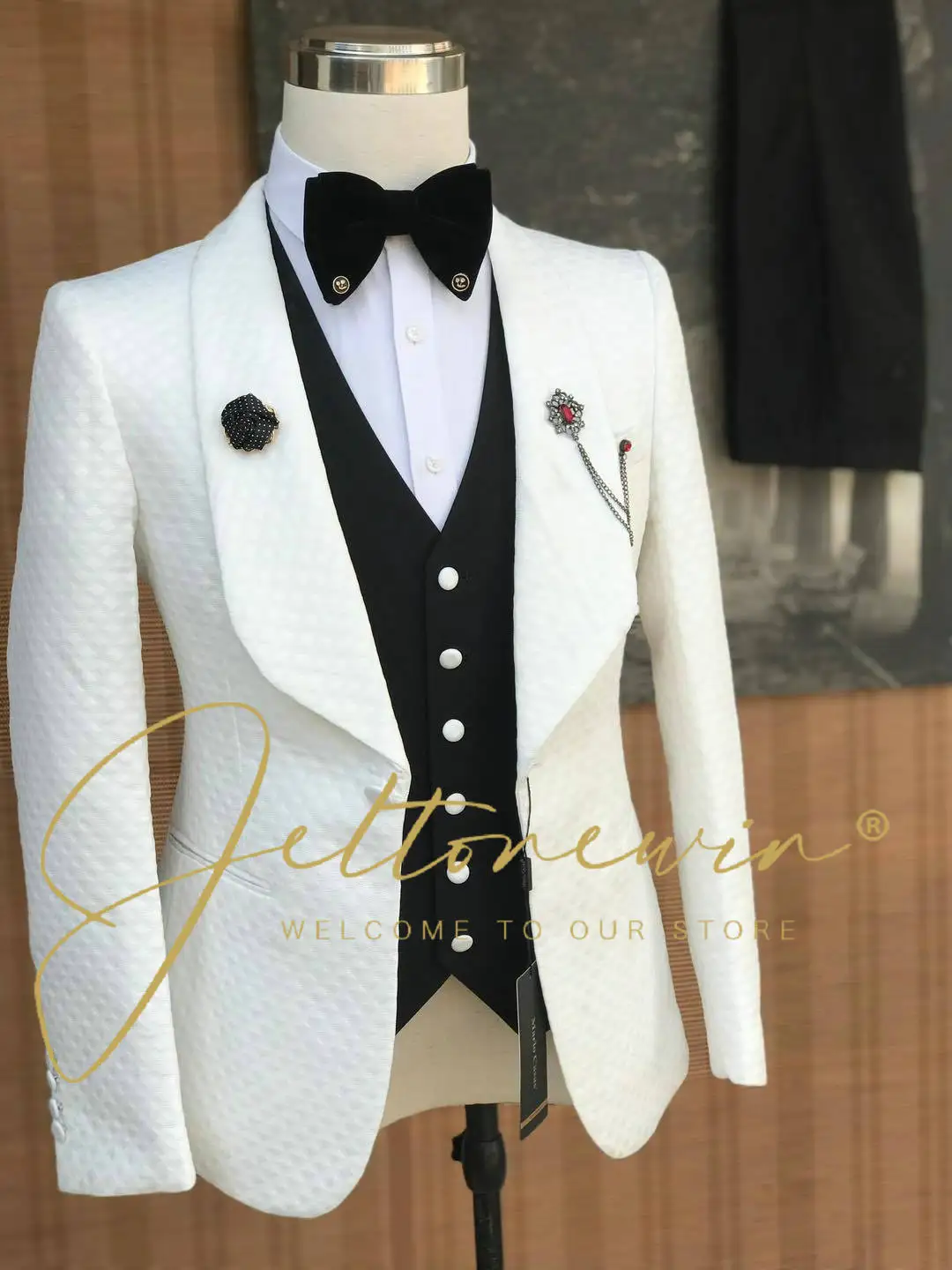 Fashion Men Leisure Boutique Business Suits Solid Color Wedding Suit Formal Groom Tuxedos 3 Pcs Set Dress Blazer Vest Trousers