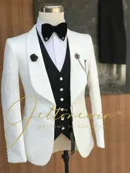 Fashion Men Leisure Boutique Business Suits Solid Color Wedding Suit Formal Groom Tuxedos 3 Pcs Set Dress Blazer Vest Trousers