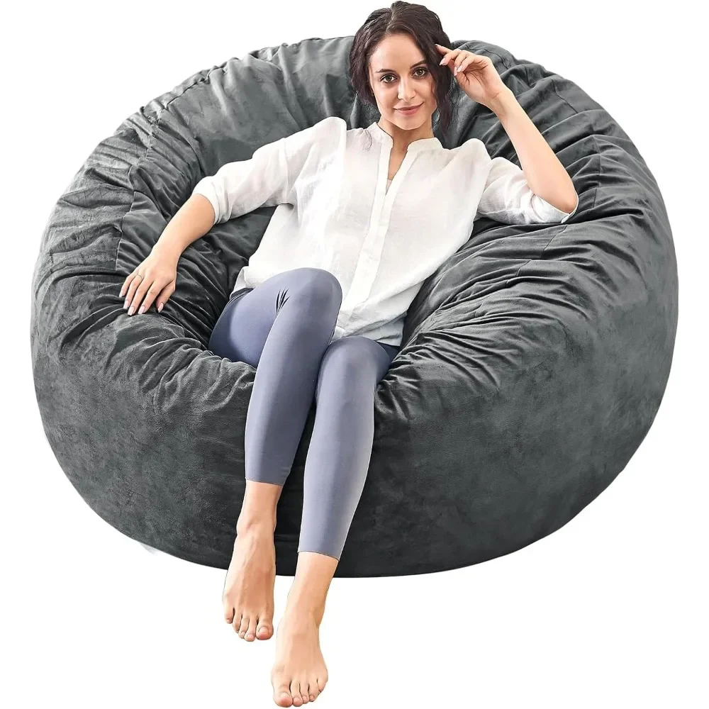 

Memory Foam Furniture Bean Bag Chair - with Soft Microfiber Covered Sofa - Fluffy Sofa Bedroom University Dormitory -4FT, Grey