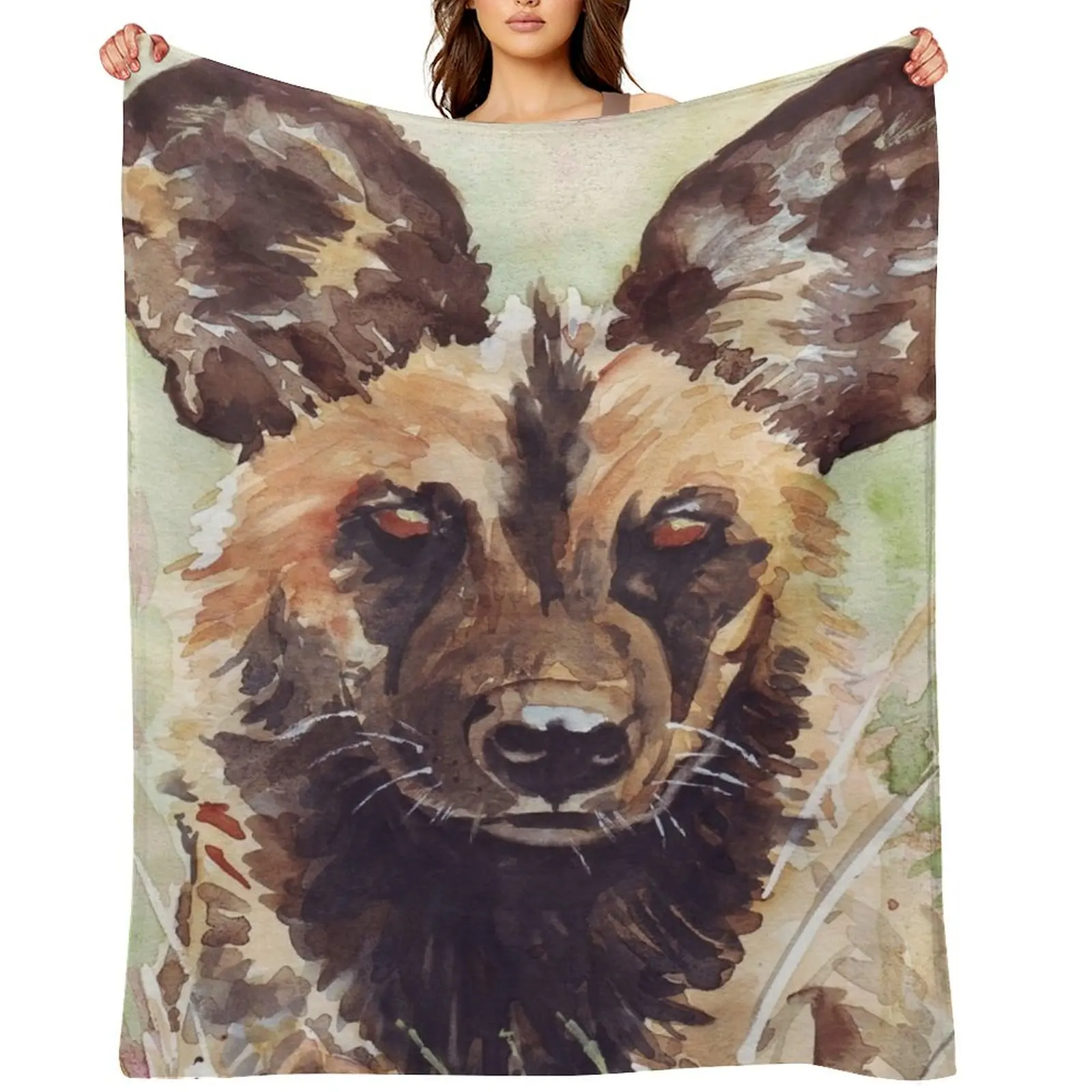 

African Wild Dog Throw Blanket for winter cosplay anime Bed linens Single Blankets