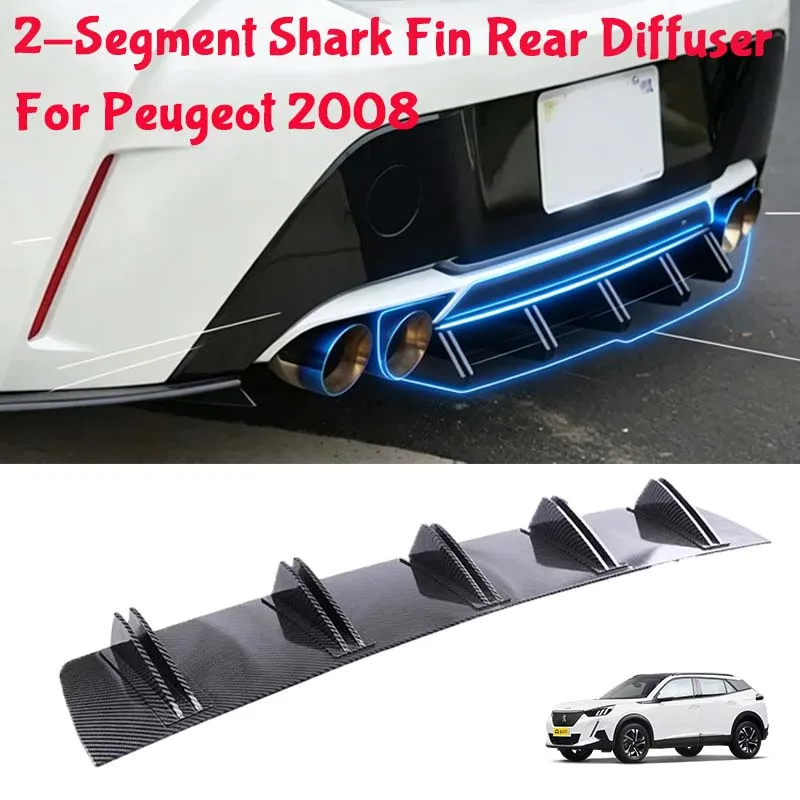 For Peugeot 2008 Shark Fin Rear Diffuser Split Chassis Spoiler Auto Aerodynamic Parts Aerodynamic Modification