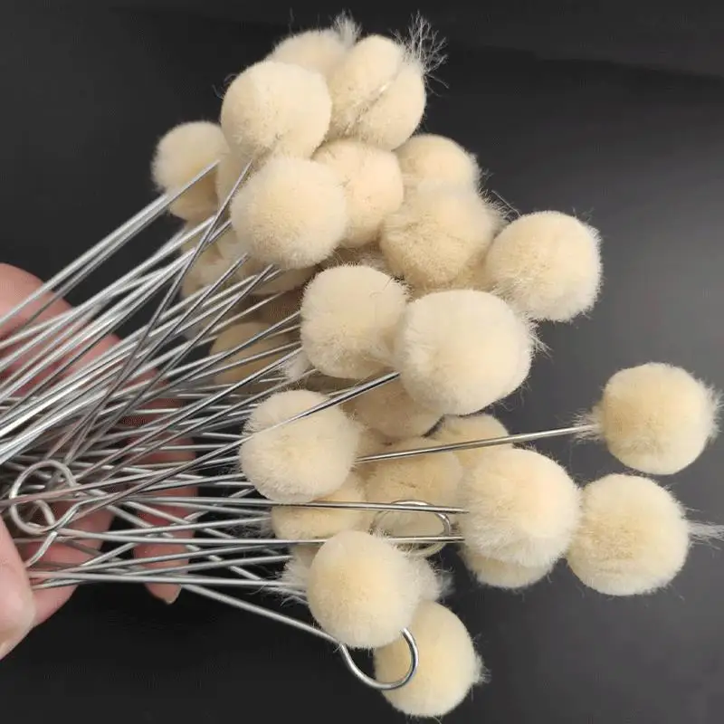 10/30 Pcs Leather Tool Accessories Wool Daubers Assisted Dyeing Wools Ball Brush Metal Handle Brush Leathercraft Accessories