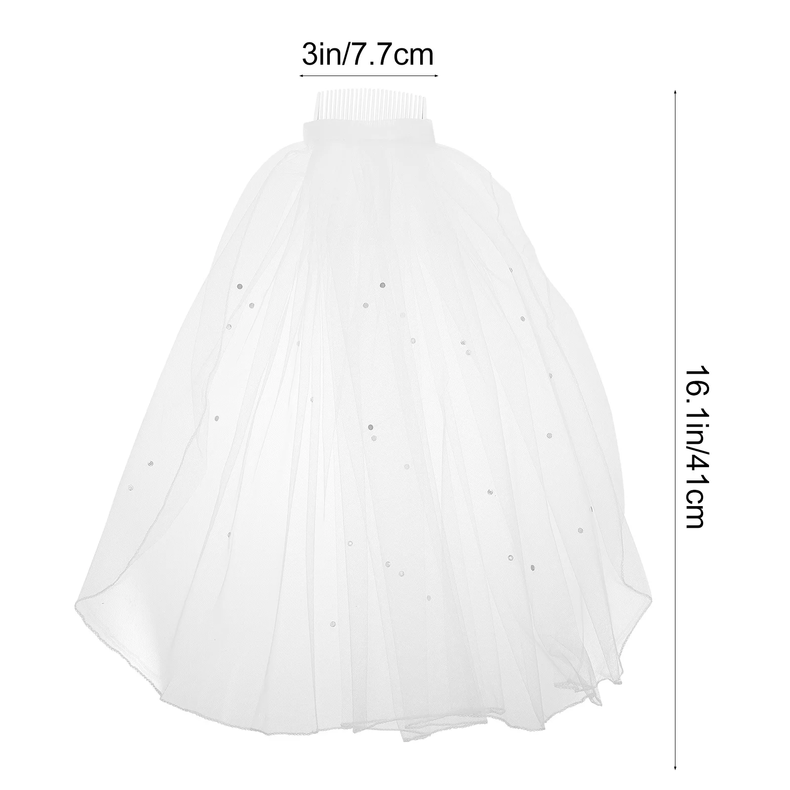 حجاب زفاف قصير من التول عاجي مع شريط كريستالي مشط أنيق لحفلات الزفاف والتصوير الفوتوغرافي وحفلات الزفاف #2